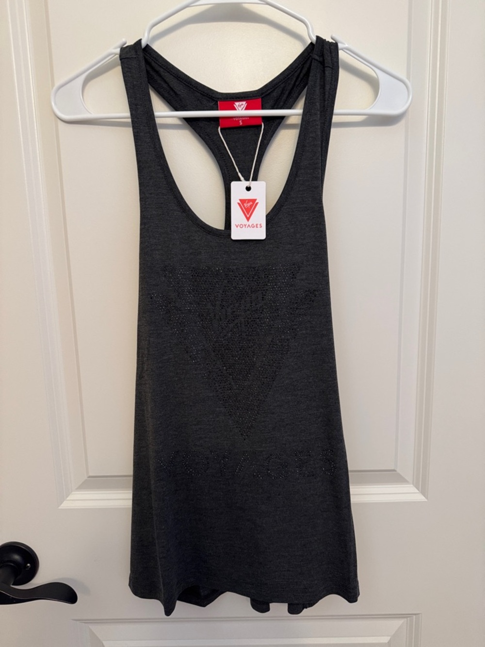 Black Racerback Tank with Subtle Front Motif‎
